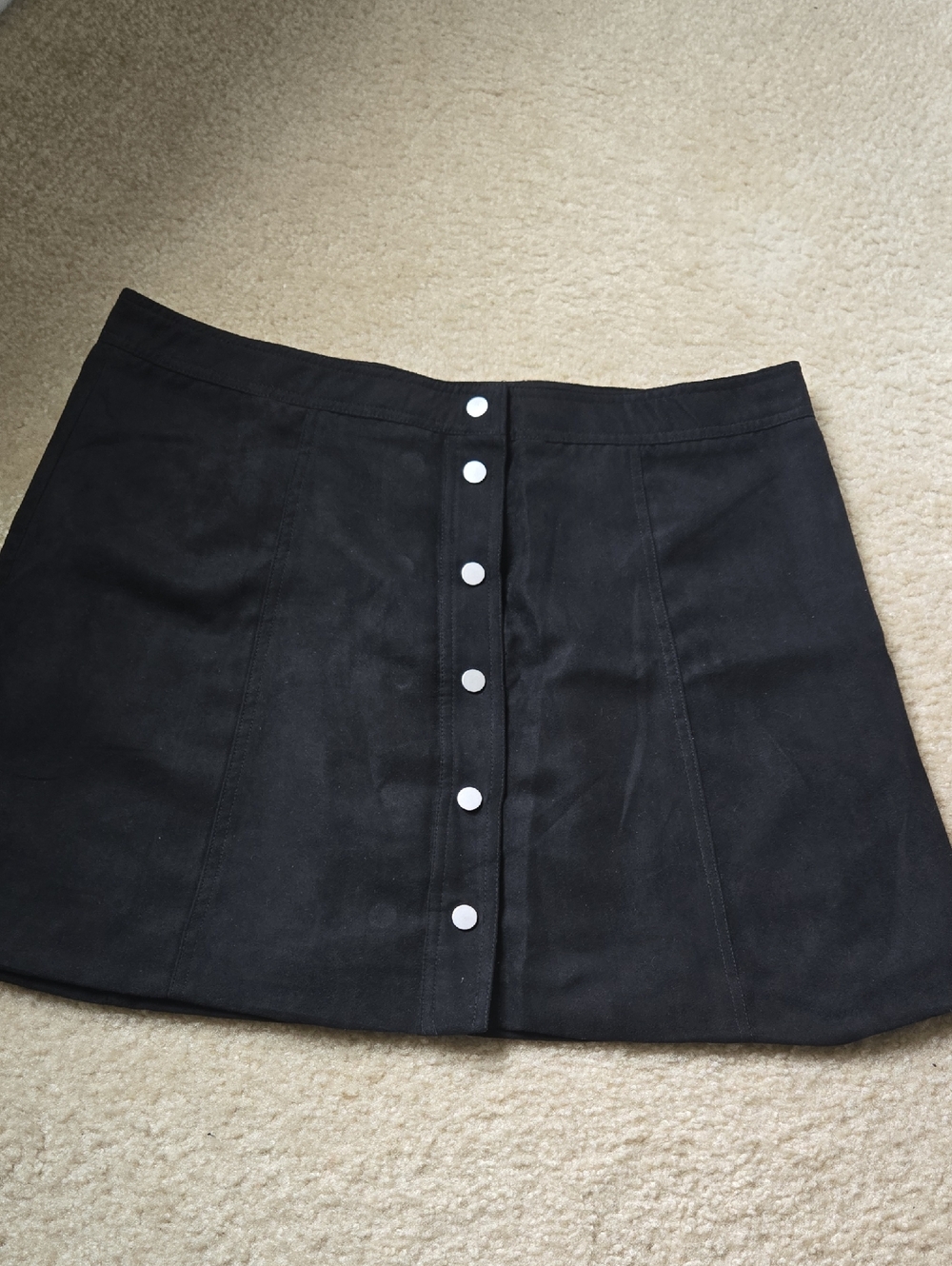 H&M Black Button-Front A-Line Mini Skirt